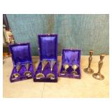 Baroque by Wallace Candle Holder with Silver Plated Goblets