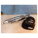 Motorcycle Exhaust Pipes and Helmet