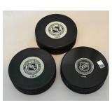 3 Signed NHL Hockey Pucks
