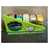 5 Plated Glass Ashtrays