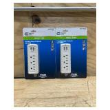 3-Outlet USB Travel Wall Tap Surge Protector, White (lot of 2)