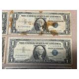6 Washington One Dollar Silver Certificates