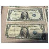 6 Washington One Dollar Silver Certificates