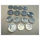 Bicentennial Ike Dollar, 10 Kennedy Half Dollars & 4 Bicentennial Quarters
