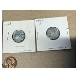 4 1943 Steel Wheel Pennies & 8 1950