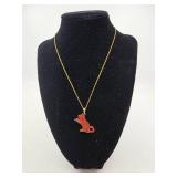 12K and 14K Necklace, Cat Pendant- 2.37 grams