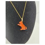 12K and 14K Necklace, Cat Pendant- 2.37 grams