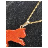 12K and 14K Necklace, Cat Pendant- 2.37 grams