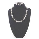 Sterling Silver Chain Link Necklace & Bracelet- 70.5 grams