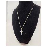 Sterling Silver & Opal Cross Necklace
