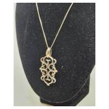 Sterling Silver Chain with Filigree Scroll Pendant