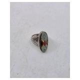 Relios Sterling Silver Inlaid Southwest Native American Ring- Size 6