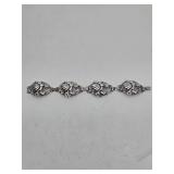 Vintage Sterling Silver Floral Design Bracelet- 7.5"