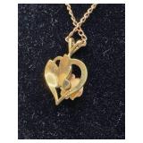 Gold-Filled Floral Rose Earrings and Necklace