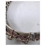 Beautiful Silpada India Sterling Silver Filigree Hinged Bangle Bracelet- 7.75"