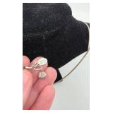 Vintage Victorian Sterling Silver Baer Chain & Large Butterfly Floral Locket