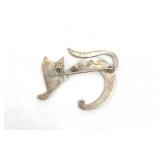 Vintage Taxco Sterling Silver Cat Brooch Pin