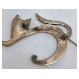 Vintage Taxco Sterling Silver Cat Brooch Pin