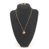 Gold-Filled Floral Rose Earrings and Necklace