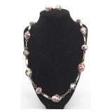 Vintage Art Deco Venetian Wedding Cake Glass Bead Necklace & Clip-On Earrings