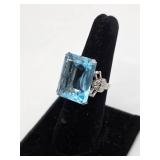 Uncas Sterling Silver & Blue Stone Solitare Ring