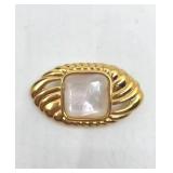 Vintage Monet Gold Opalescent Oval Brooch
