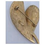 Vintage Coro Gold Heart Brooch Pin