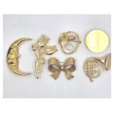 6 Gold Brooches & Pins