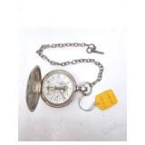 1874 Antique Elgin Coin Silver Painted Enamel Dial Pocket Watch