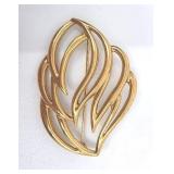 Vintage Monet Gold Abstract Leaf Brooch Pin