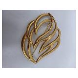 Vintage Monet Gold Abstract Leaf Brooch Pin