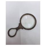 Antique Silver Mini Magnifying Glass & Leather Hide Cover