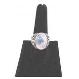 Vintage Nepal Sterling Silver Moonstone Ring- Size 8.75