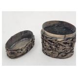 Antique Asian Dragon Motif Silver Trinket Container - Hallmarked - 50.21g