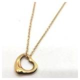 Beautiful Tiffany & Co Elsa Peretti "Open Heart" Necklace in 18k Gold - 16" Chain