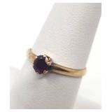 Natural Ruby Ring Set in 18k Yellow Gold - Size 7.0