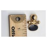 Large 14k Yellow Gold and Onyx Pendant - 1.25" x 1"