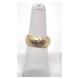 Wide Textured 14k Yellow Gold Band Ring - Size 7 - 8.2mm Wide
