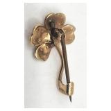 Antique Flower Design 10k Gold and Seed Pearl Brooch - Approx 1" x .625"