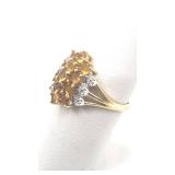 Beautiful Vintage Citrine and Diamond Ring set in 10k Gold - Size 7
