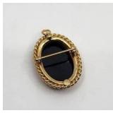 Vintage 14K and Onyx Pendant/Brooch - 5.45g