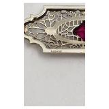 Gorgeous Vintage Filigree 14K White Gold and Ruby Necklace - 18"