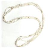 Beautiful Triple Strand 14K and Freshwater Pearl Necklace w/ 36 Gold Beads - 32" - 42.76g
