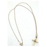 Very Pretty 14k and Diamond Cross Pendant Necklace - 16"