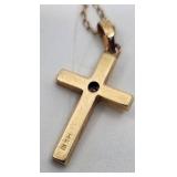 Very Pretty 14k and Diamond Cross Pendant Necklace - 16"
