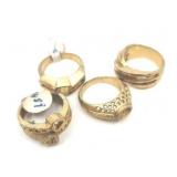 Retired Jewelry Makers Lot #4 - 4 Gold Ring Blanks - 1 Stamped 14K - 27.05g