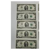 Lot of 13 Uncirculated 2013 $2 Bills - 9 Sequential Serial Numbers in One Group