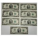 Lot of 7 1976 $2 Bills