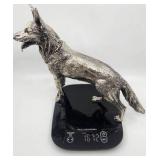 Beautiful .999 Silver German Shepherd Sculpture - 1672 grams!