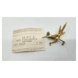 10k Yellow Gold Roadrunner Brooch - 6.35 grams